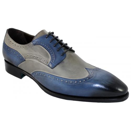 Emilio Franco 27174 Blue / Grey Genuine Calf Leather Shoes.